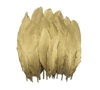 Suneast Lot de 50 Plumes d'oie pour Loisirs Créatifs, Attrape-Rêves, Boucles d'oreilles, Mariage, Festival, Décoration de Fête Prénatale - Or Trempé, 15-20cm
