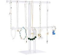 Suneerplay Présentoir à Bijoux en Acrylique à Suspendre pour Colliers et Bracelets, Tour Transparent à 2 Niveaux pour Bracelets, Colliers, Bagues, Boucles d'Oreilles et Montre, Transparent