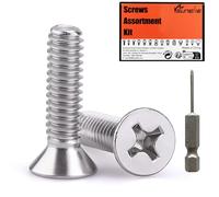 Suneke Lot de 50 vis à métaux en acier inoxydable #10-24 x 3,8 cm avec foret et boîte de rangement réutilisable