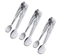 Sunenlyst Lot de 3 mini pinces de service en acier inoxydable rose de 10,2 cm, petites pinces à glace argentées pour thé et café, apéritifs, desserts (argenté)