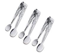 Sunenlyst Lot de 3 mini pinces de service en acier inoxydable rose de 10,2 cm pour thé et café, apéritifs, desserts (argenté)