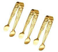 Sunenlyst Lot de 3 mini pinces de service en acier inoxydable rose de 10,2 cm pour thé et café, apéritifs, desserts (doré)