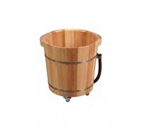 Sunerzenor Baignoire de Pieds Bassin Seau Cuve Bac, 35 Cm, Bois De Caoutchouc, Double Poignée, Avec Roues, 35 Cm De Haut, Modèle De Massage