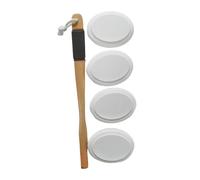 Sunerzenor Lotion pour Le Dos, Brosse Corporelle à Uniforme pour Seniors, Portable, 1 Manche, 4 Tampons, Blanc