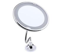 Sunerzenor Miroir de Maquillage Pivotant à 360° avec Col de Cygne Réglable, Grossissement X10 et éclairage LED pour Salles de Bain