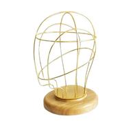 Sunerzenor Tête de Mannequin D'exposition avec Armature Métallique, Support Moderne Ajouré pour Bijoux et Lunettes, Idéale pour Les Salons de Beauté et La Ma, Golden 01