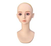 Sunerzenor Tête de Mannequin Femme, Buste de Coiffeur, avec Bonnet Perruque, Présentoir
