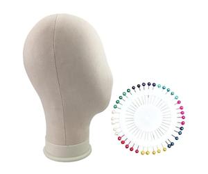 Sunerzenor Tête de Mannequin Multifonctionnelle Professionnelle pour Perruque Blanche, Support En Daim pour Séchage et Présentation, 22 Pouces