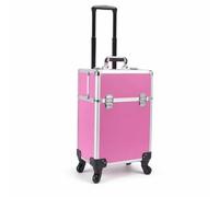 Sunerzenor Valise de Maquillage Trolley avec roulettes Coffret Mallette Organiseur Structure de et Parois Dures en Alliage d'Aluminium Verrous Frontaux et, Rose