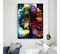 Suneve Peinture Diamant Adulte Débutant,5D Arbre des collines Art du diamant Complet Kits,DIY Round diamond painting art kits Broderie Point de Croix Painting pour Décoration Murale Maison 105x135cm