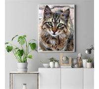 Suneve Peinture Diamant Adulte Débutant,5D Chat brun Art du diamant Complet Kits,DIY Round diamond painting art kits Broderie Point de Croix Painting pour Décoration Murale Maison 35x55cm