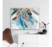 Suneve Peinture Diamant Adulte Débutant,5D Plume verte Art du diamant Complet Kits,DIY Round diamond painting art kits Broderie Point de Croix Painting pour Décoration Murale Maison 65x85cm