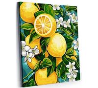 Suneve Peinture par Numéros pour Adultes Citron jaune sans Cadre Kits de Peinture au Numéro avec Peinture Acrylique et 3 Pinceaux pour Décoration de la Maison - 30x40cm