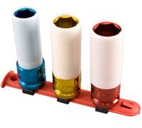 SUNEX 2842 1/5,1 cm Drive métrique Extra profonde à paroi mince de roue Ensemble de douille à impact protecteurs, 3 pièces