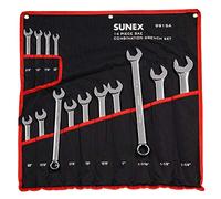 SUNEX 9915 rainure en V Fractional complète Vernis Combinaison de clés, 3/20,3 cm - 1-1/10,2 cm, Entièrement poli, 14 pièces