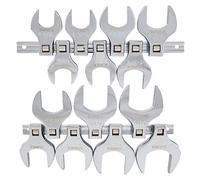 Sunex Tools 9721A Jeu de clés à pied de biche SAE Jumbo 1/2", 3,8 cm - 3,5 cm, entièrement polies, 14 pièces (rail de rangement inclus)