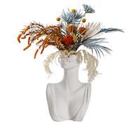 SUNFECILI Vase de Visage en Céramique Blanc Modern Style D'art Corporel Vase de Fleur de Tête pour la Décoration de la Maison