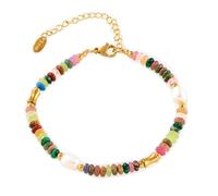 SUNFEEL Bracelets de perles bohème pour femme - Bracelet coloré en pierre naturelle - Chaîne de perles dorées - Bijoux pour l'amitié et cadeaux d'anniversaire