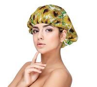 Sunflower.1 Bonnet de nuit en satin pour adulte, maintient la coiffure et assure un sommeil confortable, 33 cm, noir, noir, taille unique