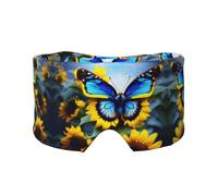 Sunflower Blue Butterfly Bandeau de sommeil latéral unisexe Masque de sommeil et cache-oreilles (68,1 x 10,9 cm), intérieur et extérieur, voyage, yoga, confort réglable