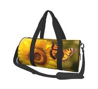 Sunflower Butterfly Sunny Duffle Bag for Women Men Personal Item Travel Bag Canvas Weekender Overnight Bag Lightweight Sports Tote Gym Bag Carry On Bagage, Noir, Taille Unique, Noir , Taille unique