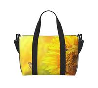 Sunflower Butterfly Sunny Pattern Duffel Bag Portable Shoulder Bag Suitable for Fitness, Commuting, Travel