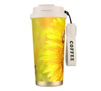 Sunflower Butterfly Sunny Tasse à café à double paroi en acier inoxydable 316, durable, isolée et élégante pour les amateurs de café et de thé