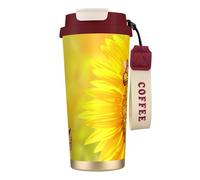 Sunflower Butterfly Sunny Tasse à café à double paroi en acier inoxydable 316, durable, isolée et élégante pour les amateurs de café et de thé