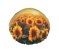Sunflower Cloud Rainbow Bonnet de douche imperméable double couche pour homme et femme - Protection des cheveux pour le bain, masques faciaux, spa