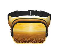 Sunflower Field Sunset Sea of Flowers Print Workout Accessory Square Double Layer Waist Bag Trendy Travel for Men and Women