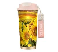 Sunflower Field Tasse à café à double paroi en acier inoxydable 316, durable, isolée et élégante, adaptée pour les amateurs de café et de thé