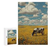 Sunflower Field with Cow Puzzle 1000 Pièces Educa Jouet en Bois Cadeau Unique Décoration Intérieure Jeu Éducatif Challenge Toy Adultes Et Enfants À Partir De 14 Ans 300 PCS