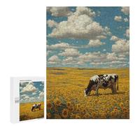 Sunflower Field with Cow Puzzle 1000 Pièces Educa Jouet en Bois Cadeau Unique Décoration Intérieure Jeu Éducatif Challenge Toy Adultes Et Enfants À Partir De 14 Ans 500 PCS