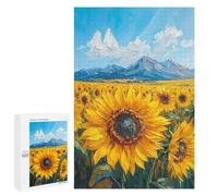 Sunflower Field with Mountains Puzzle 1000 Pièces Educa Jouet en Bois Cadeau Unique Décoration Intérieure Jeu Éducatif Challenge Toy Adultes Et Enfants À Partir De 14 Ans 1000 PCS