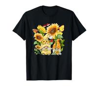 Sunflower GNOME Butterfly & Ladybug for Women Floral Flower T-Shirt