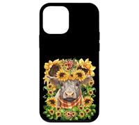 Sunflower Highland Cow Mom Graphic for Women Scottish Cow Coque pour iPhone 12 Mini