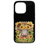 Sunflower Highland Cow Mom Graphic for Women Scottish Cow Coque pour iPhone 13 Pro