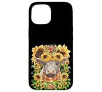 Sunflower Highland Cow Mom Graphic for Women Scottish Cow Coque pour iPhone 15