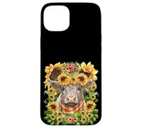 Sunflower Highland Cow Mom Graphic for Women Scottish Cow Coque pour iPhone 15 Plus