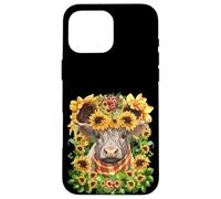 Sunflower Highland Cow Mom Graphic for Women Scottish Cow Coque pour iPhone 16 Pro Max