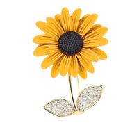 Sunflower Jewelry Accessories Retro Decor Yellow Rhinestone Bling Novelty Trendy Women's Pin Copper Delicate Brooch