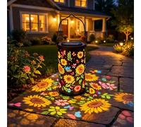Sunflower Lanterne Solaire Exterieur, Lampe à Fleurs Suspendue Tournesol Étanchesr, Lampe Solaire Rétro LED en Métal pour Décoration Jardin, Balcon, Patio, Bureau, Pelouse, Camping (A)