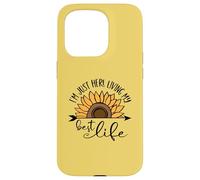 Sunflower Living my Best Life T-shirt avec citation positive Coque pour iPhone 15 Pro