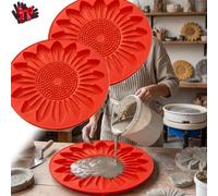 Sunflower Stepping Stone Mold, 15.7-Inch Concrete Casting Mould (2pc)
