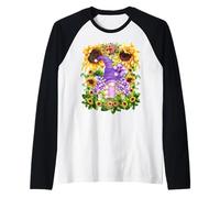 Sunflower Suicide Awareness GNOME with Purple Violet Flower Manche Raglan