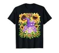 Sunflower Suicide Awareness GNOME with Purple Violet Flower T-Shirt