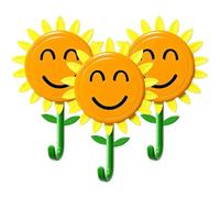 Sunflower Wall Hooks for Hanging, Retractable Sunflower Key Hook，3pcs