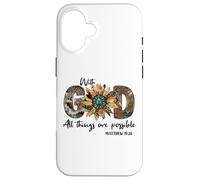 Sunflower with God All Things are Possible for Christian Coque pour iPhone 16