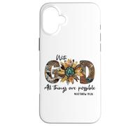 Sunflower with God All Things are Possible for Christian Coque pour iPhone 16 Plus