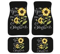 Sunflowers Bee 4 Piece Car Mats Front Rear Car Floor Mat -Slip Protector Mats for Auto Decorative Heavy Vehicle Foot Cushion Carpets
